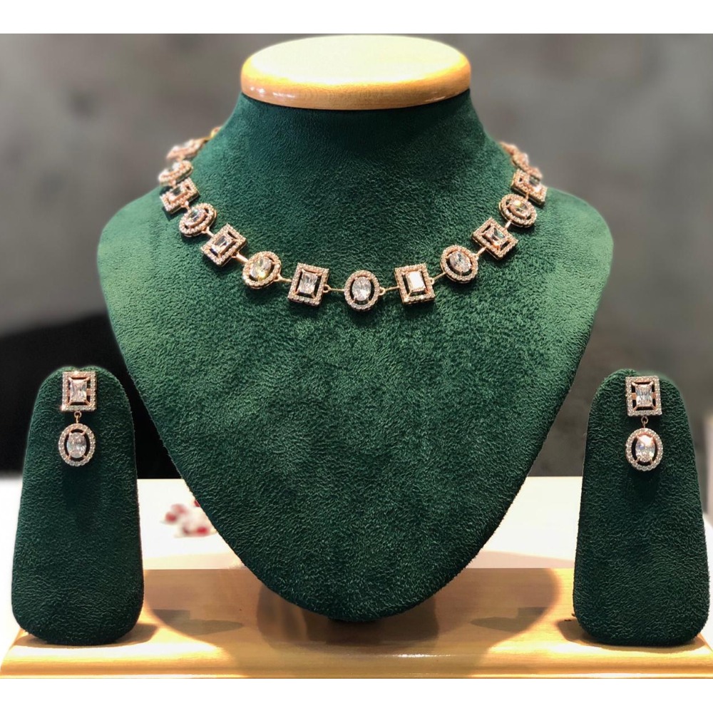 18KT Rose Gold CZ Stylish Necklace Set