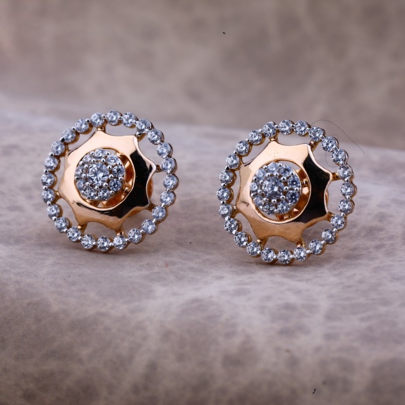 18KT Rose Gold halo Diamonds earring