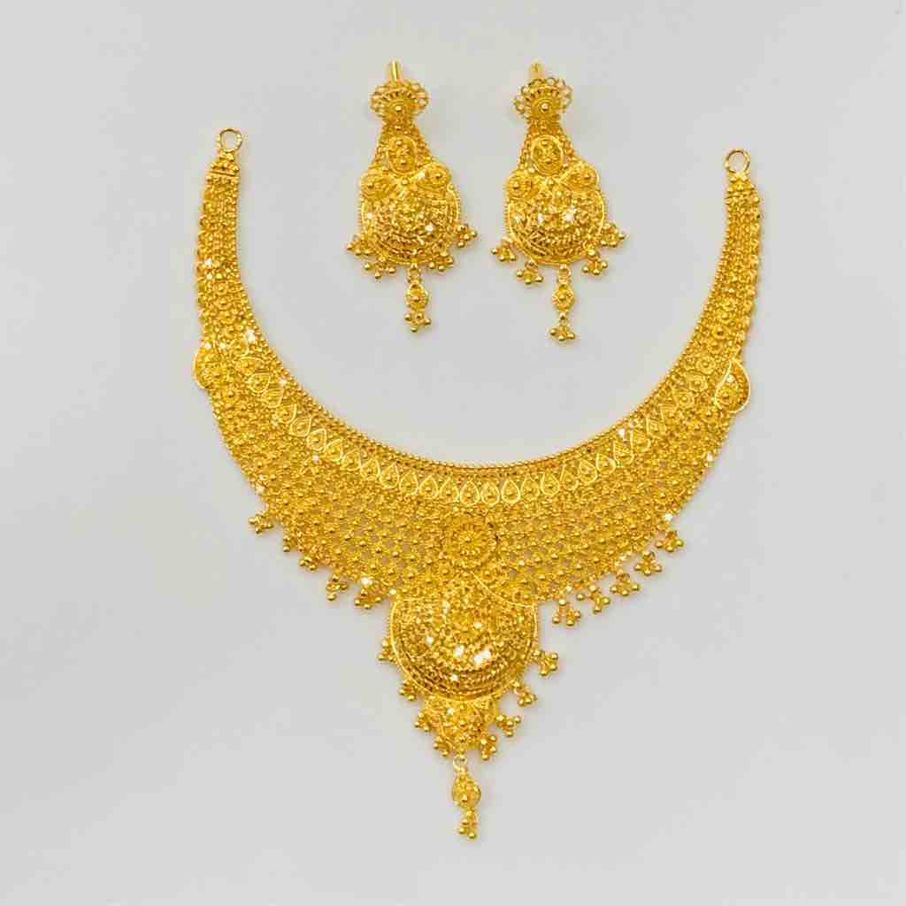 22kt exclusive ladies plain gold necklace set