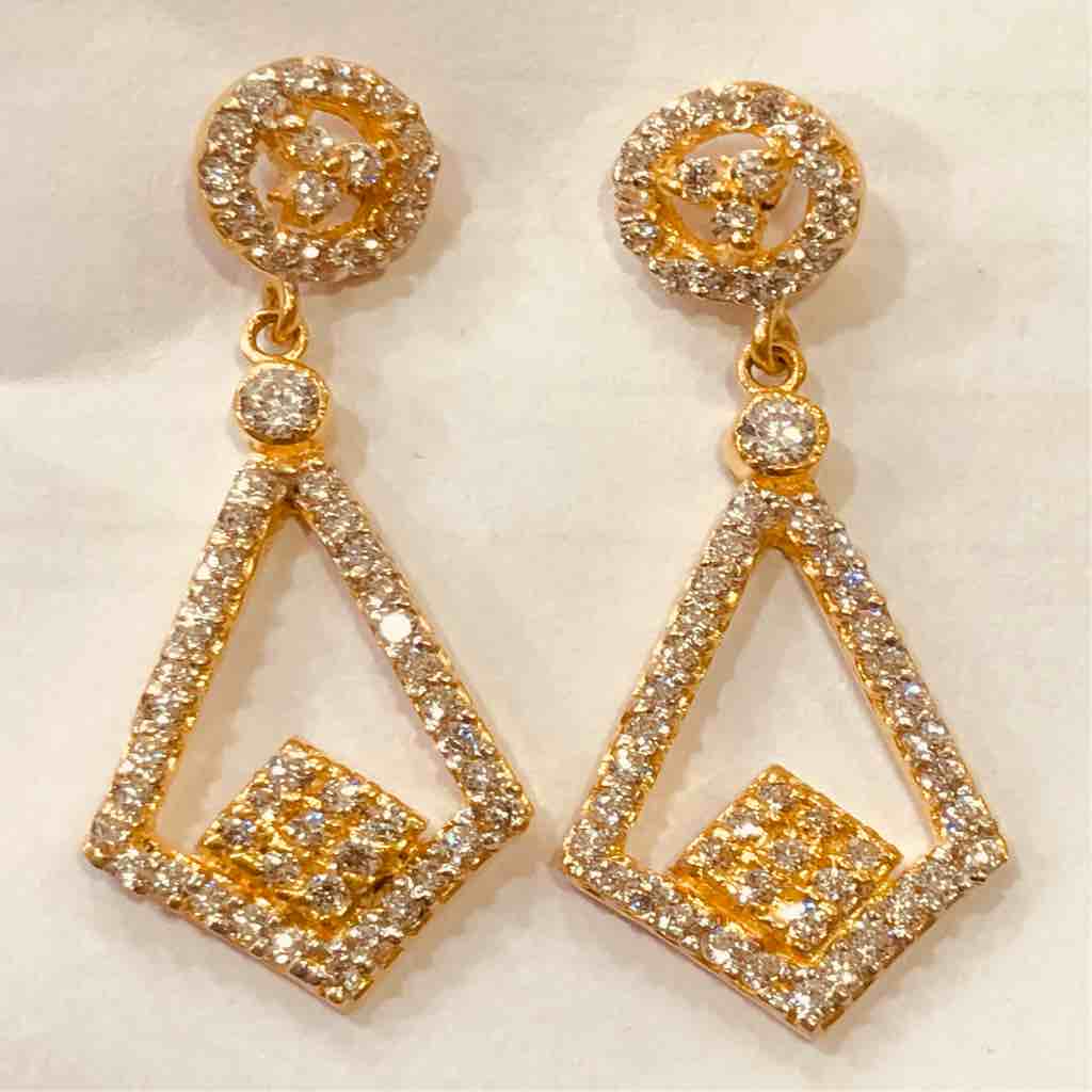 18kt long ladies cz earring