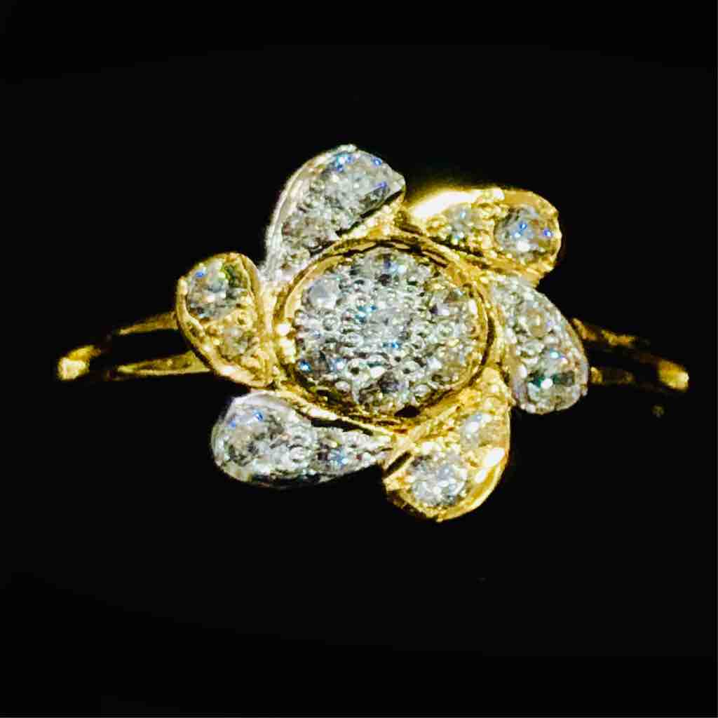 916 Gold Fancy Flower Designer Ladies Ring