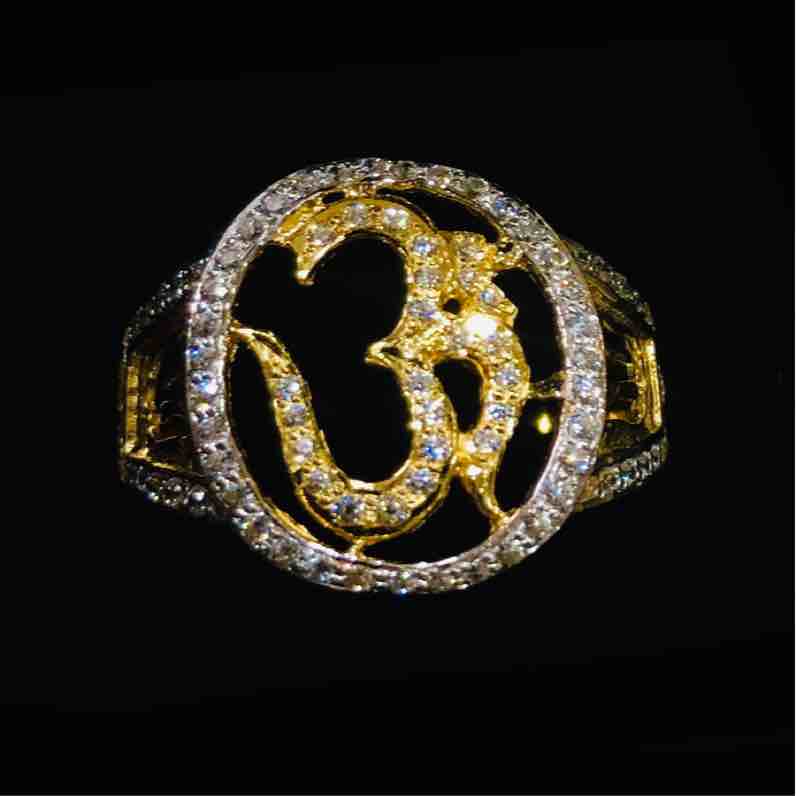 916 Gold Antique Om Design Gents Ring