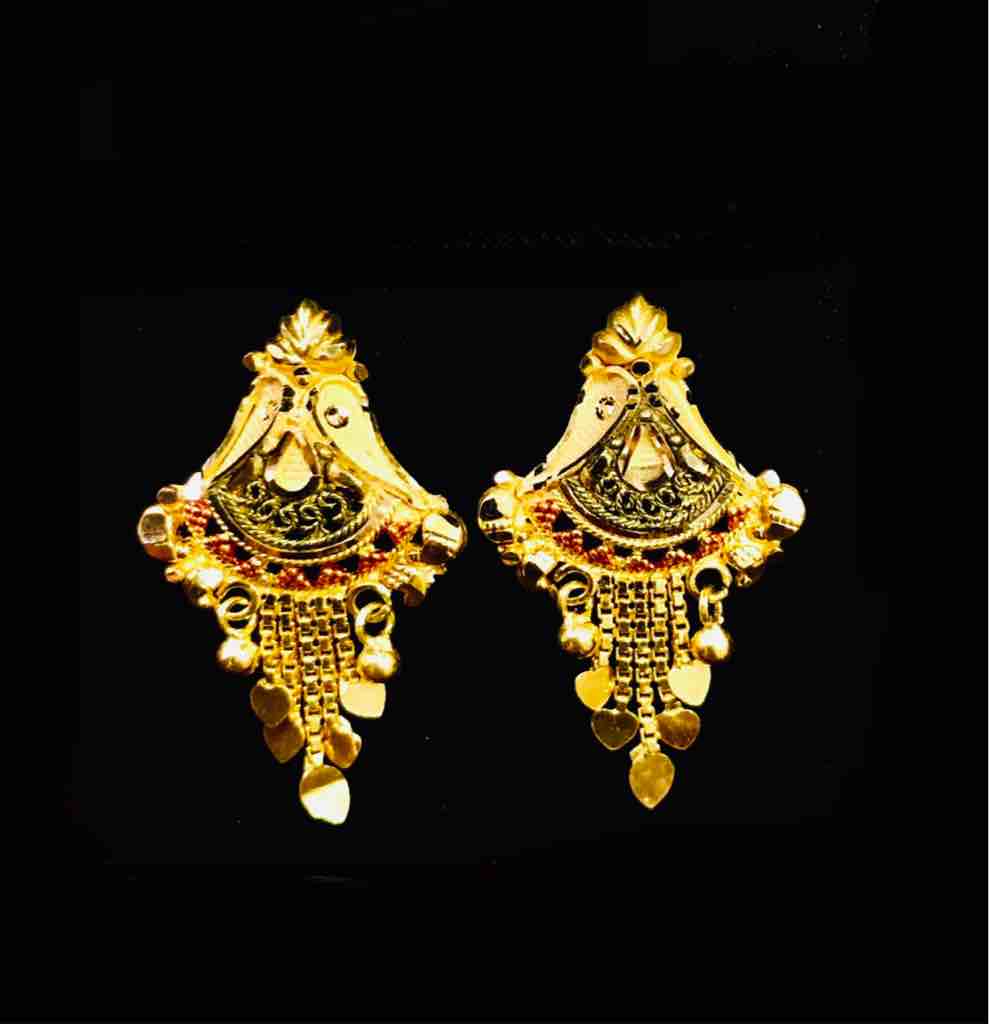 22KT Yellow Plain Gold Designer Earrings