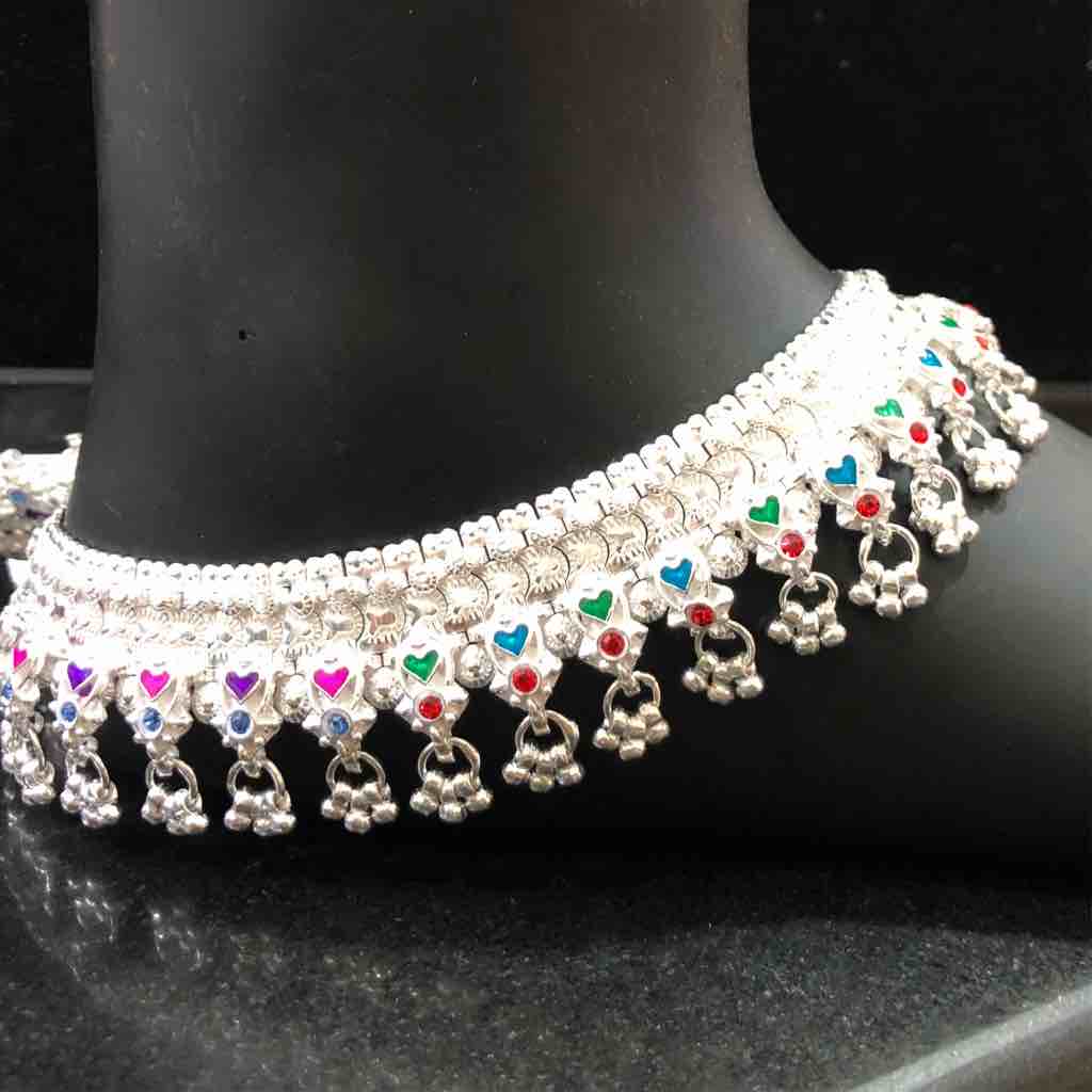 Fancy Silver Colorful Ghughri Kismat Payal