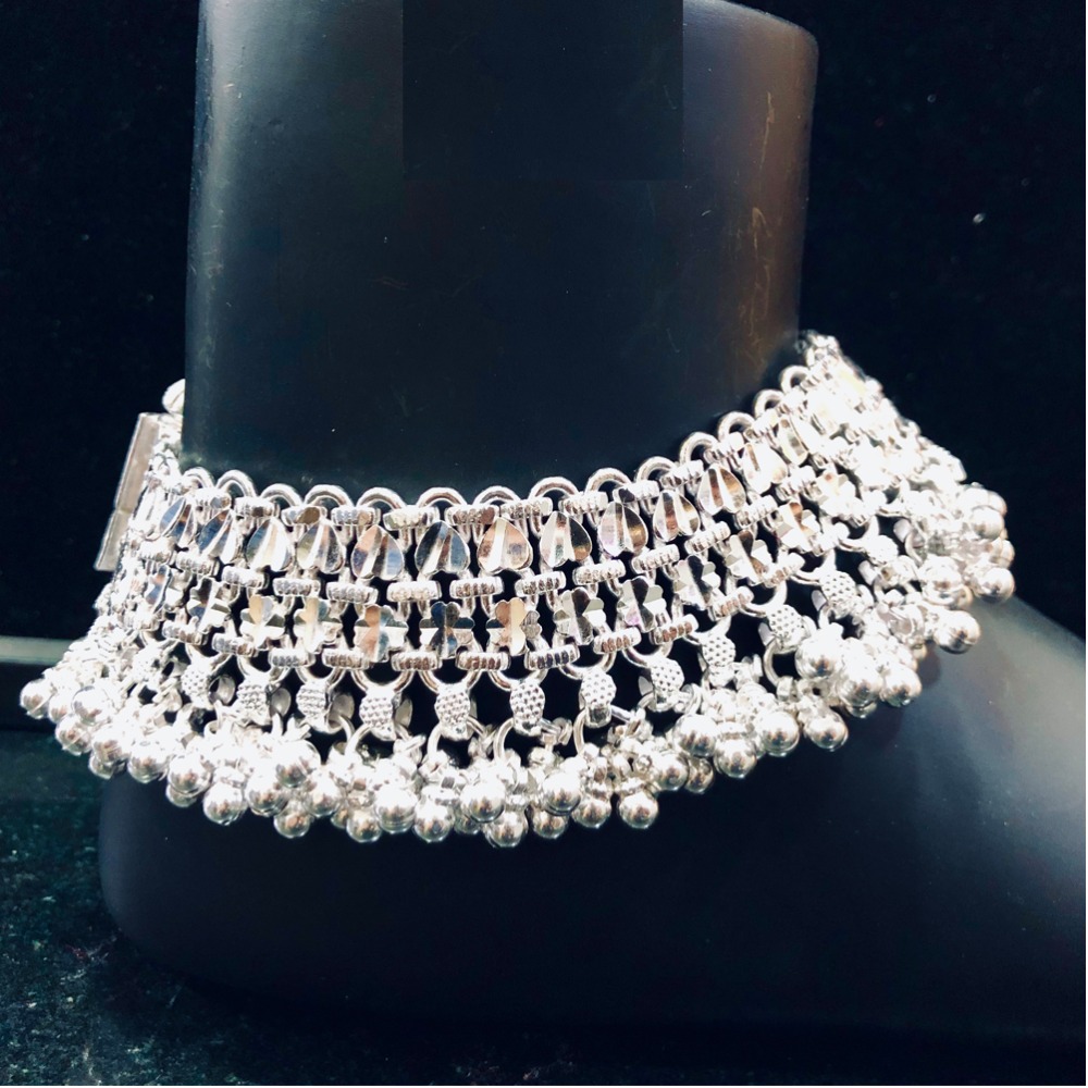 3 Layer Fancy Silver Ghughari Payal