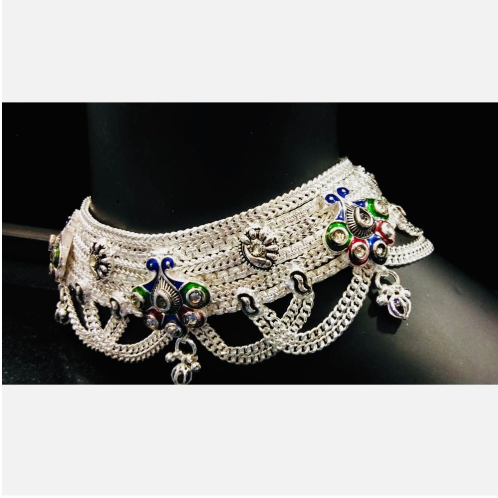 925 Sterling Silver Designer Broad Fancy Payal - Image 2