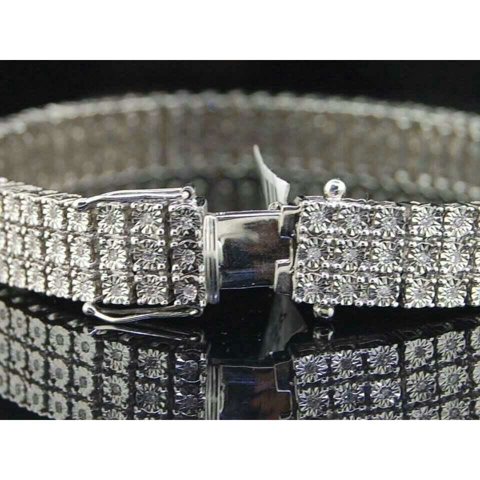 1 CT Diamond Bracelet Solid 14K Hallmarked White Gold Bracelet - Image 3