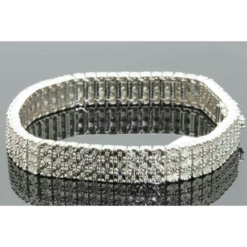 1 CT Diamond Bracelet Solid 14K Hallmarked White Gold Bracelet