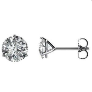 Round Brilliant Cut 4 CT Diamond Earring Solid 14K Hallmarked White Gold Earring Stud
