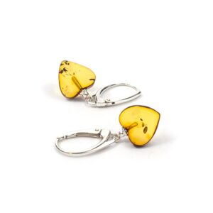 925 Silver Heart Shape Amber Earrings