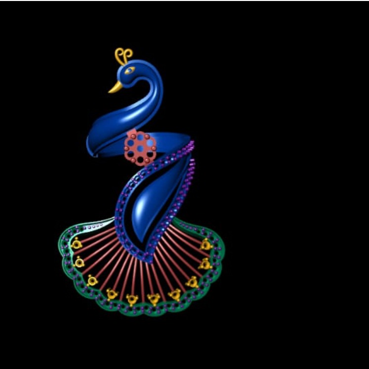 Attractive Blue CAD Design Peacock Shaped Pendant