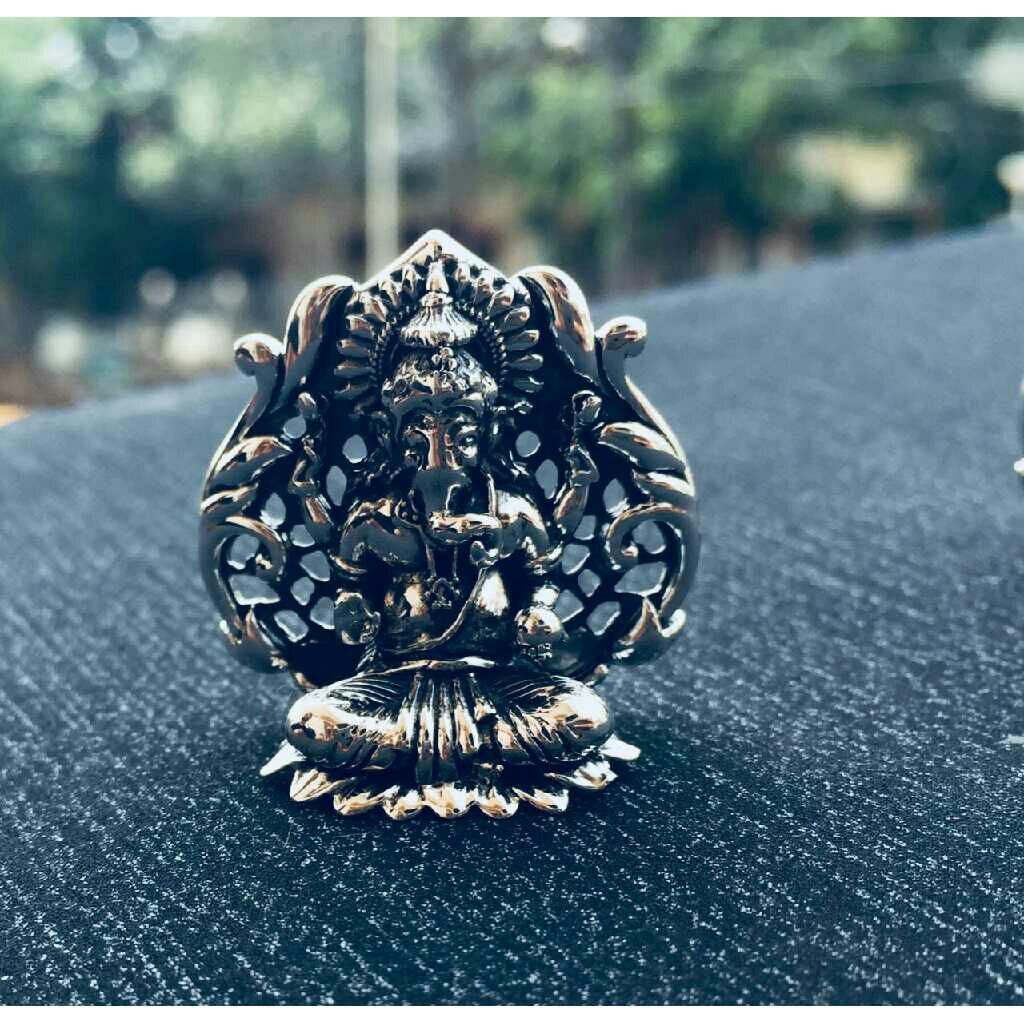 Silver God Ganesh And Laxmiji Murti