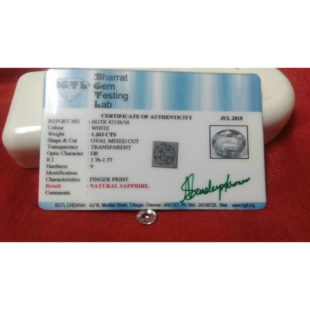 1.263ct oval white sapphire