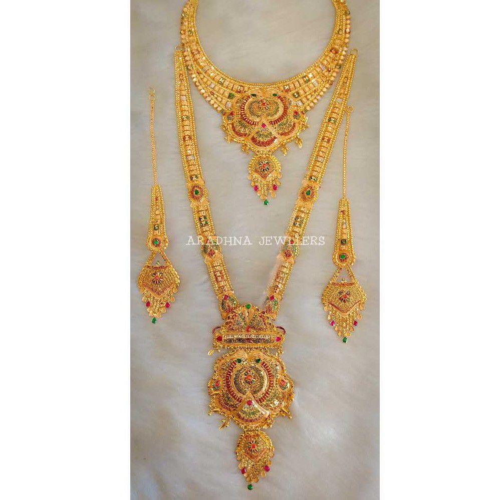 916 Double Gold Bridal Necklace Set