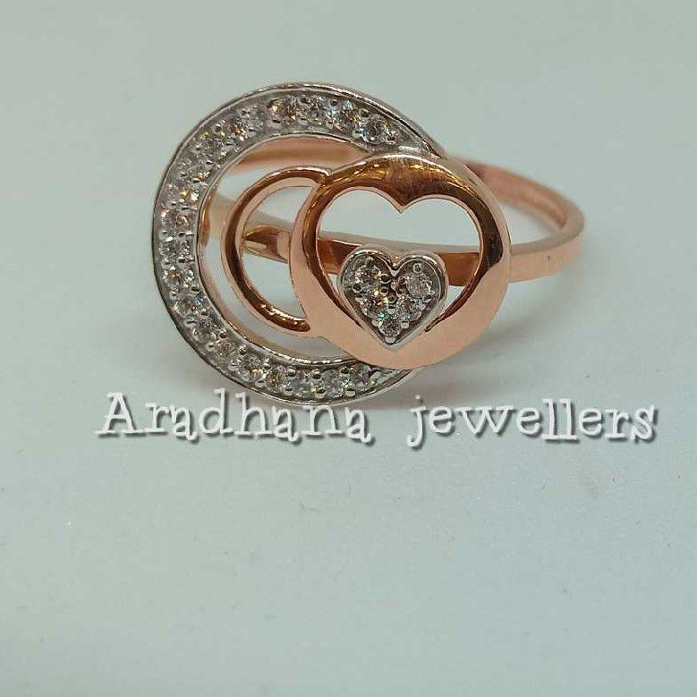 18KT Rose Gold Heart Shaped Ladies Wedding Ring