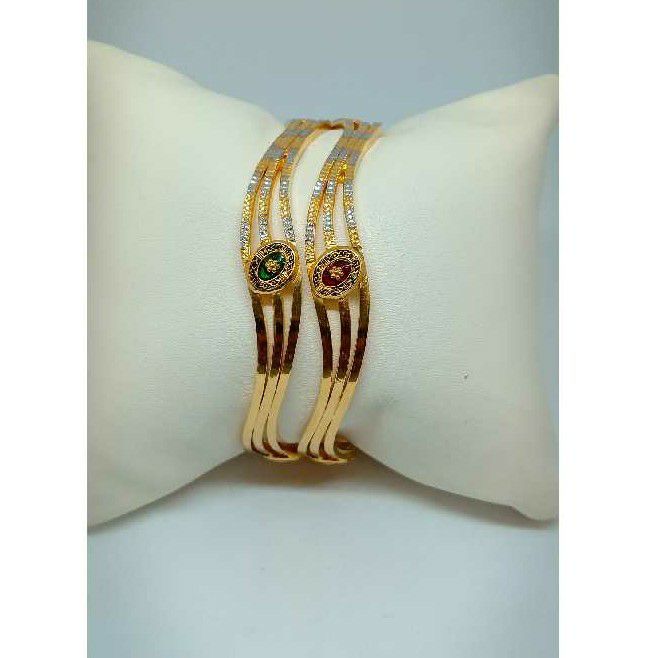 916 Gold Red & Green Stoned Copper Bangles