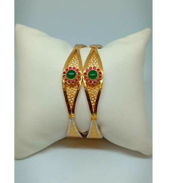 22KT Gold Flower Design Coloured Stone Copper Kadli