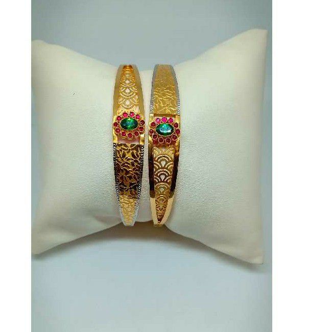 916 Hallmarked Gold Colored Stone Copper Kadli