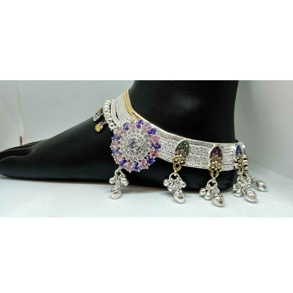Silver Stone Sitting Bridal Payal