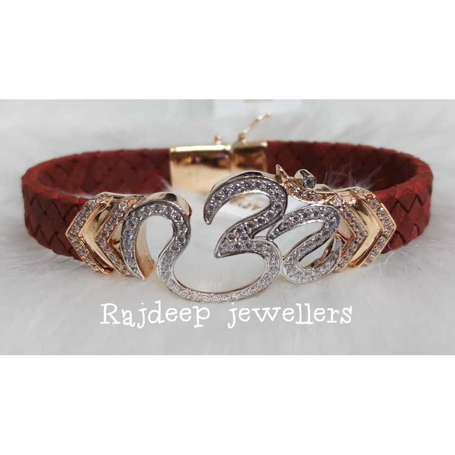 18KT Rosegold Om Leather Bracelet