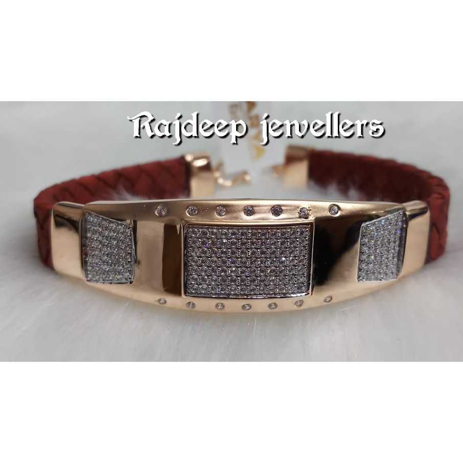 18KT Rosegold Leather Bracelet For Gents