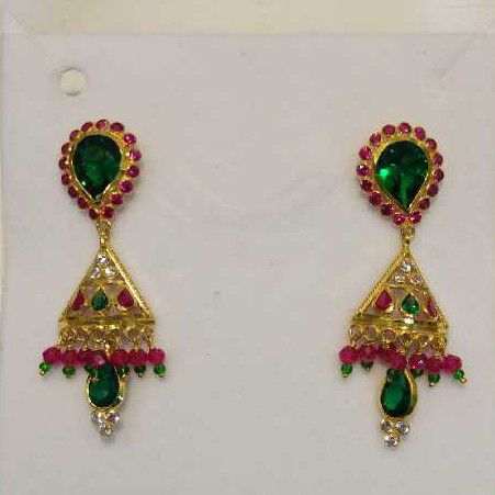 18KT Gold  Color stone Earring
