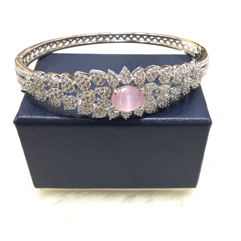 Silver Forming Pink Stone Bracelet - Image 3