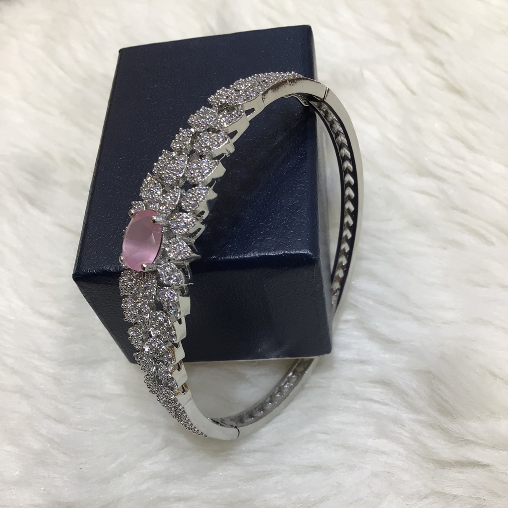 Silver Forming Pink Stone Bracelet - Image 2