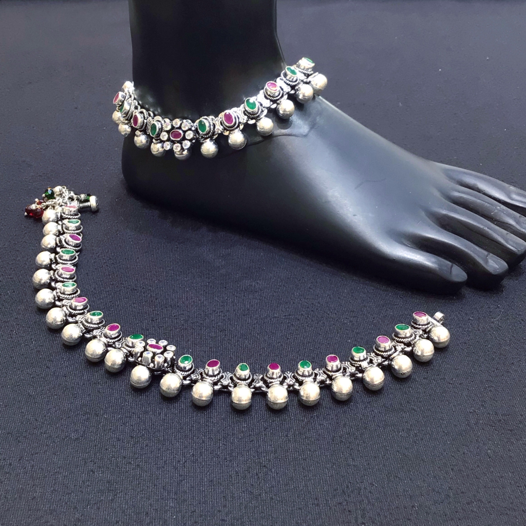 925 Silver Colorstone Payal - Image 2