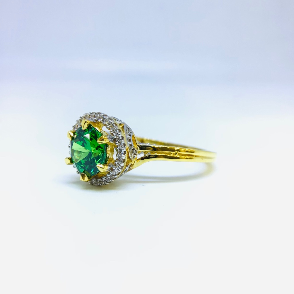 FANCY GREEN STONE GOLD RING - Image 5
