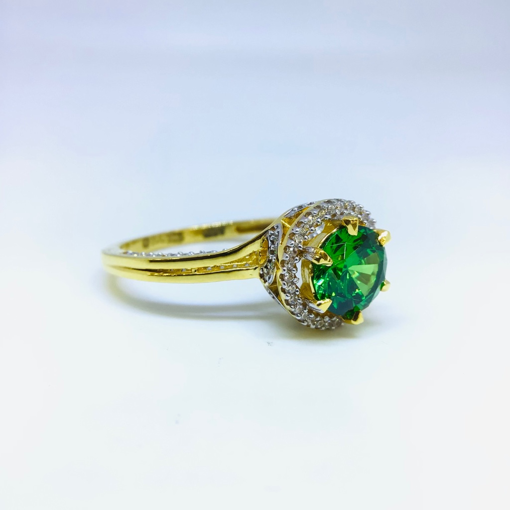 FANCY GREEN STONE GOLD RING - Image 4