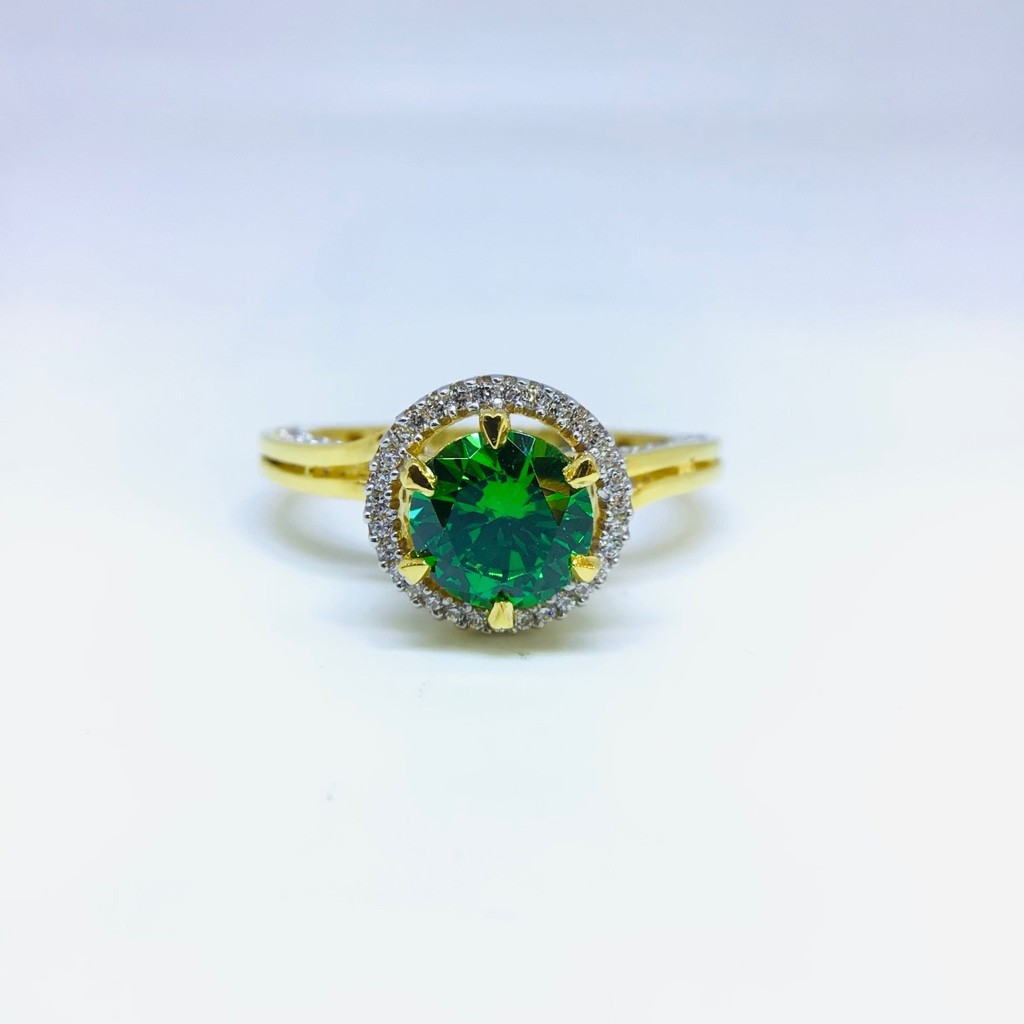 FANCY GREEN STONE GOLD RING - Image 3