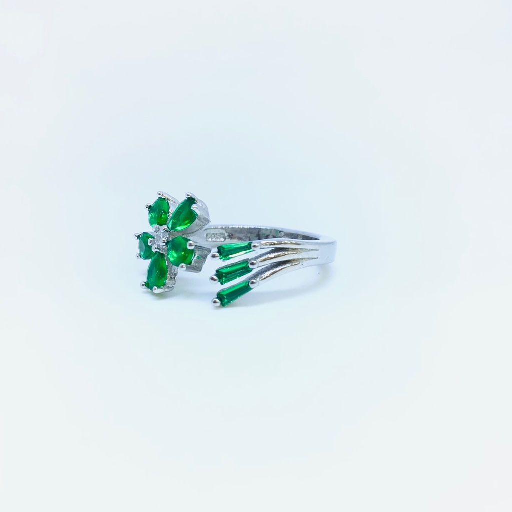 FANCY STERLING SILVER GREEN STONE RING - Image 3