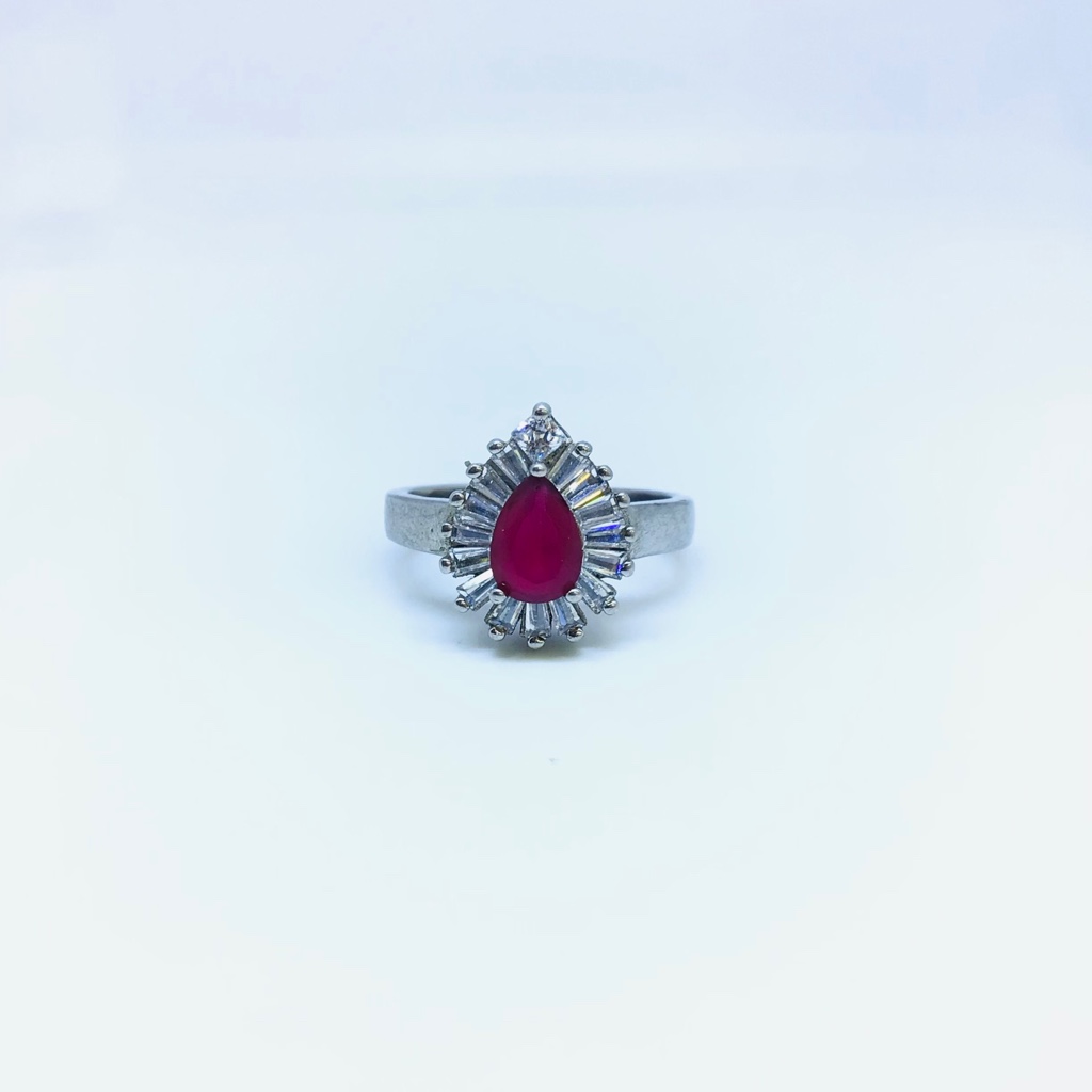 FANCY STERLING SILVER STONE RING