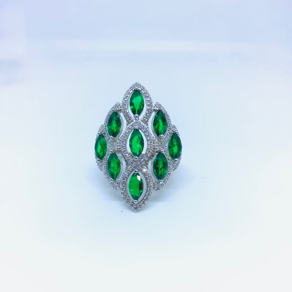 FANCY STERLING SILVER STONE RING