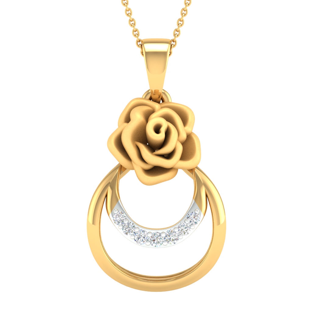 Real diamond fancy flower pendant