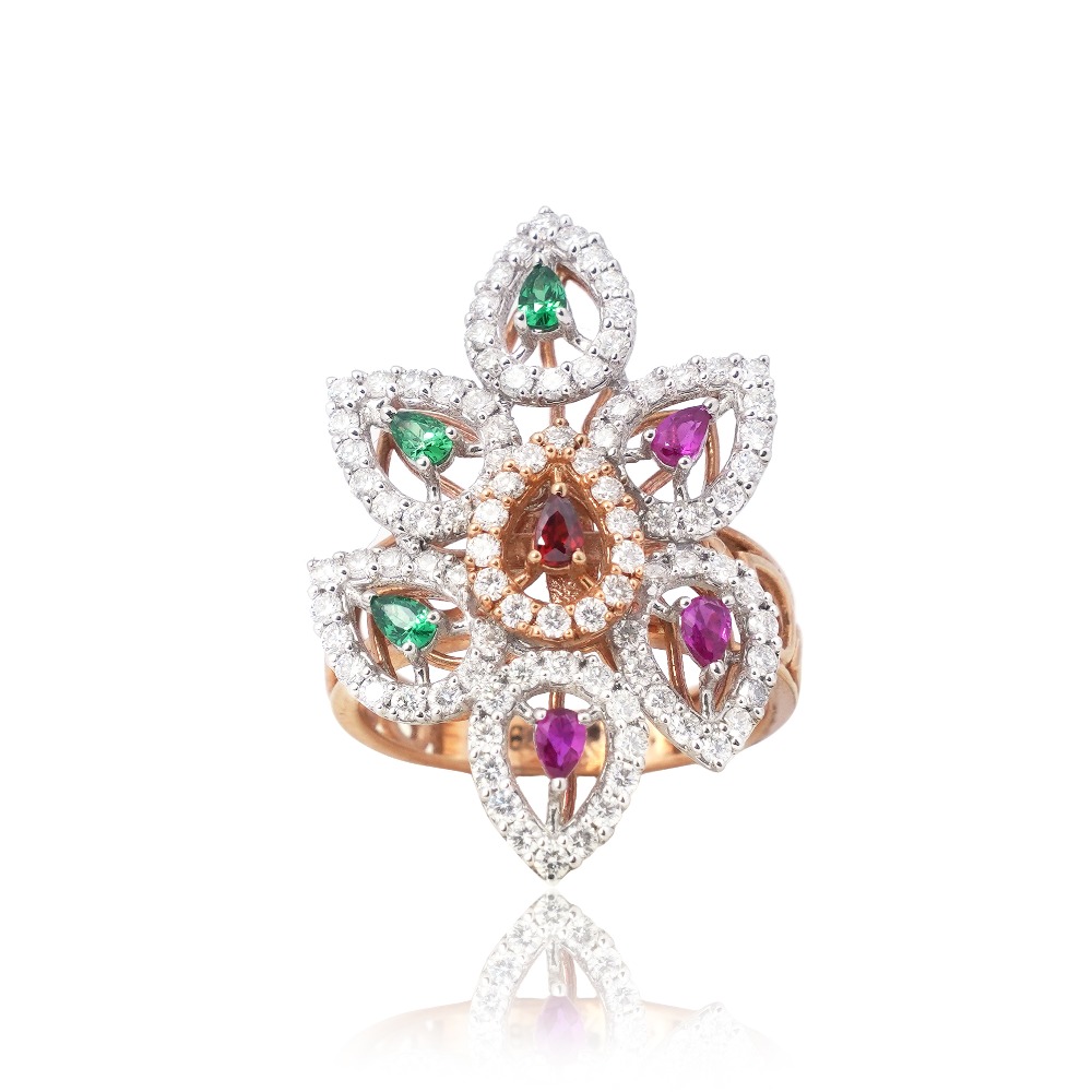 22K Gold Colorful Stone Ring For Women