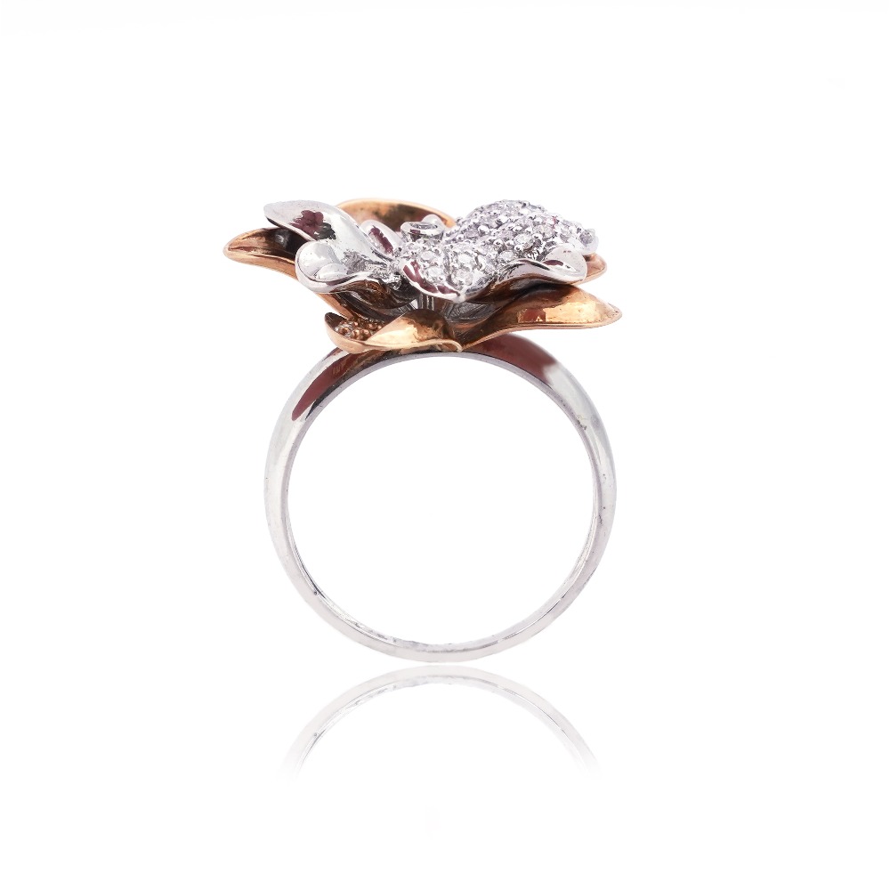 Floral Design Double Tone Diamond Ring - Image 3