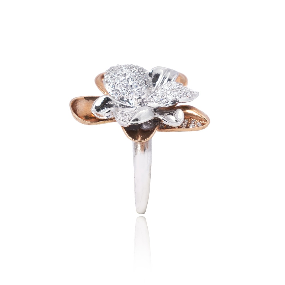 Floral Design Double Tone Diamond Ring - Image 2