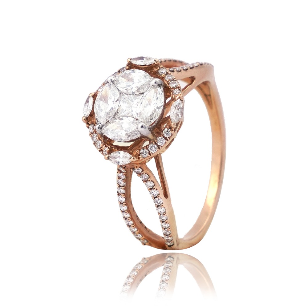 Rose Gold Stylish Diamond Design Ring