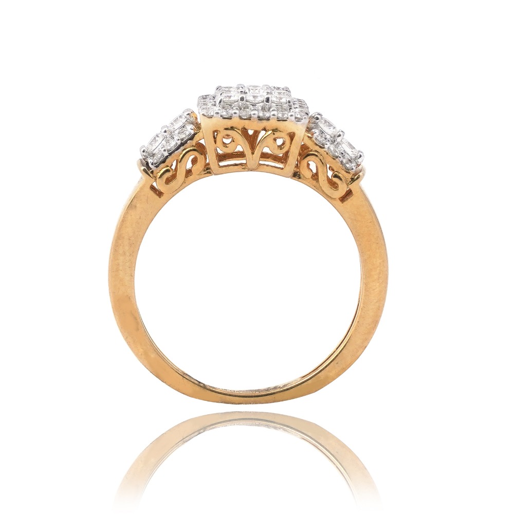 22KT Gold Simple Diamond Design Ring - Image 2
