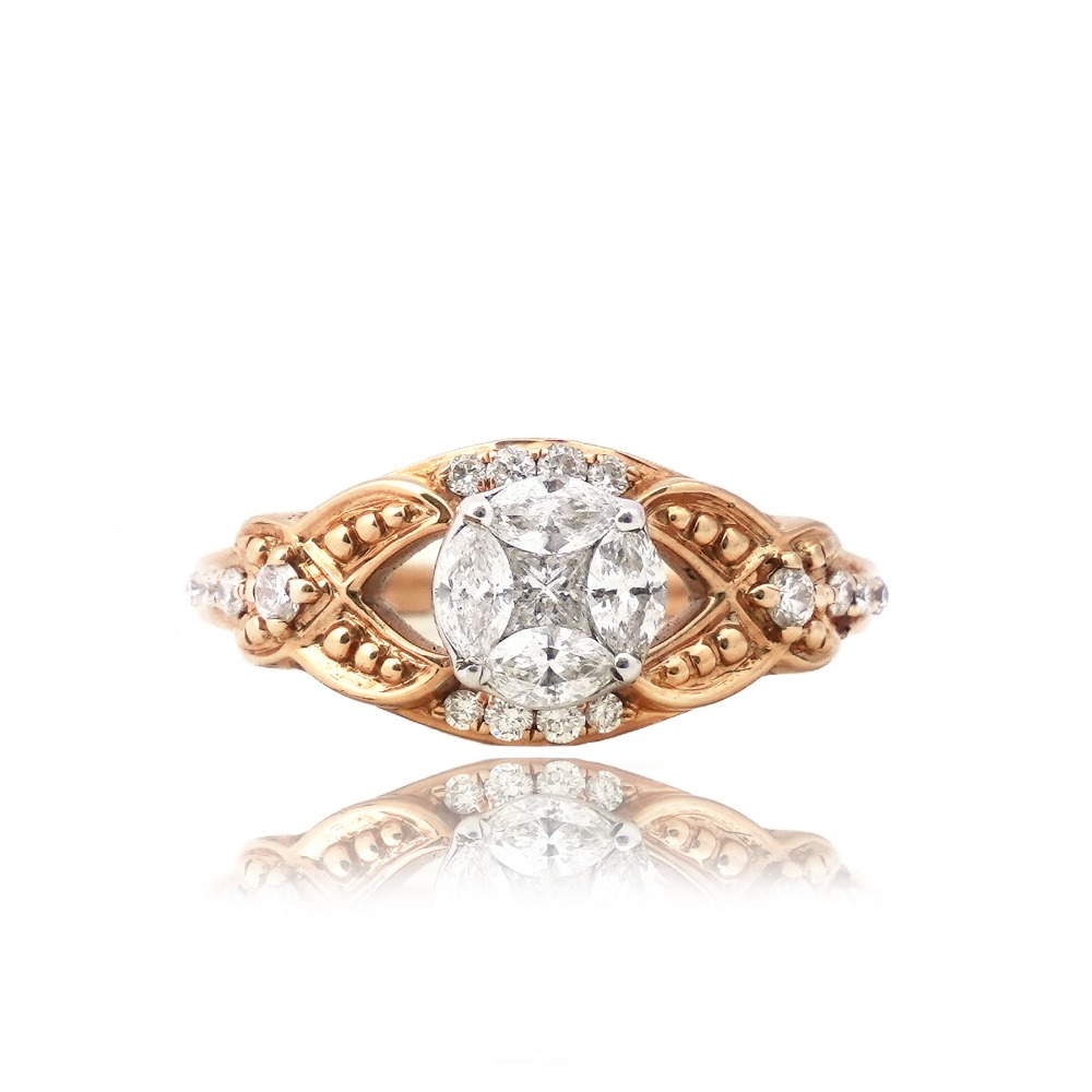 916 Gold Hallmark Light Weight Diamond Ring