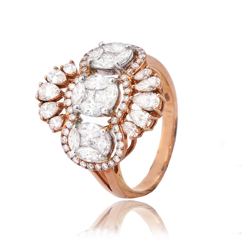 Rose Gold Attractive Design Diamond Ring - Image 2