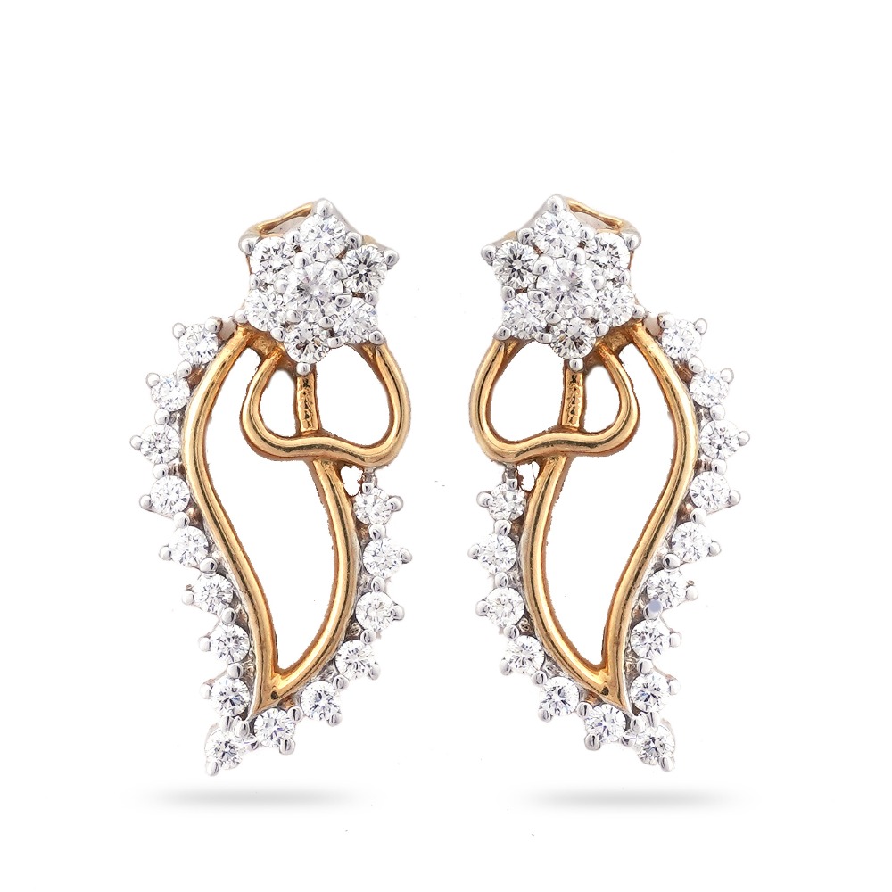 22KT Gold Heart Design Diamond Earring