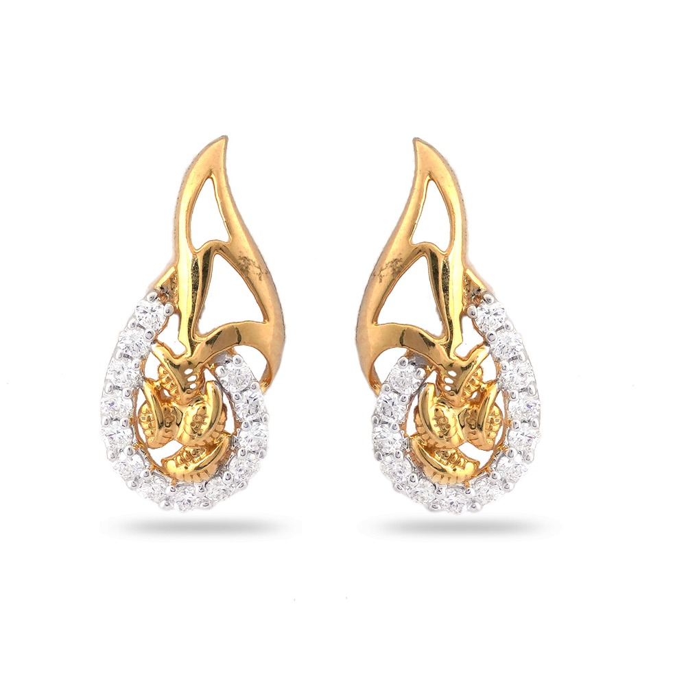 916 Hallmark Gold Light Weight Design Diamond Earring