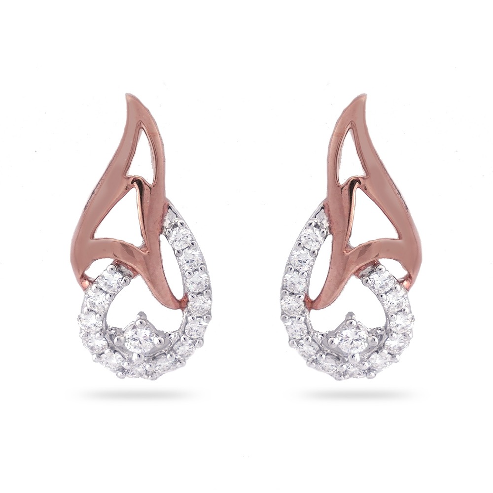 Rose gold daily wear hallmark diamond earring