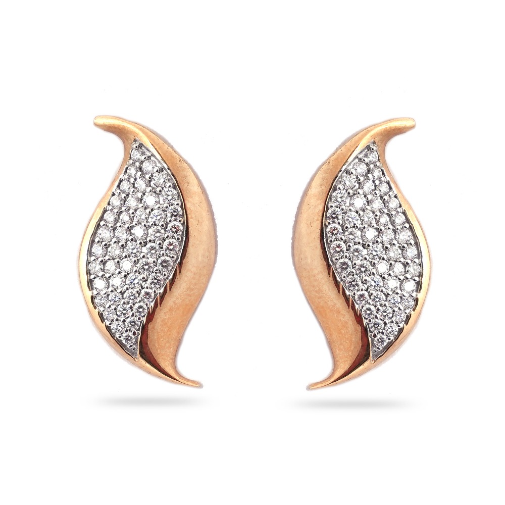 Rose Gold Leaves Design Diamond earring