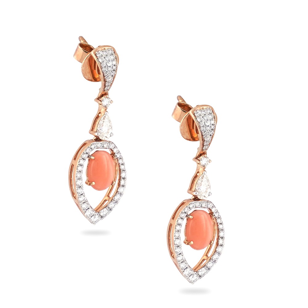 916 Gold Simple Design diamond Earring - Image 3