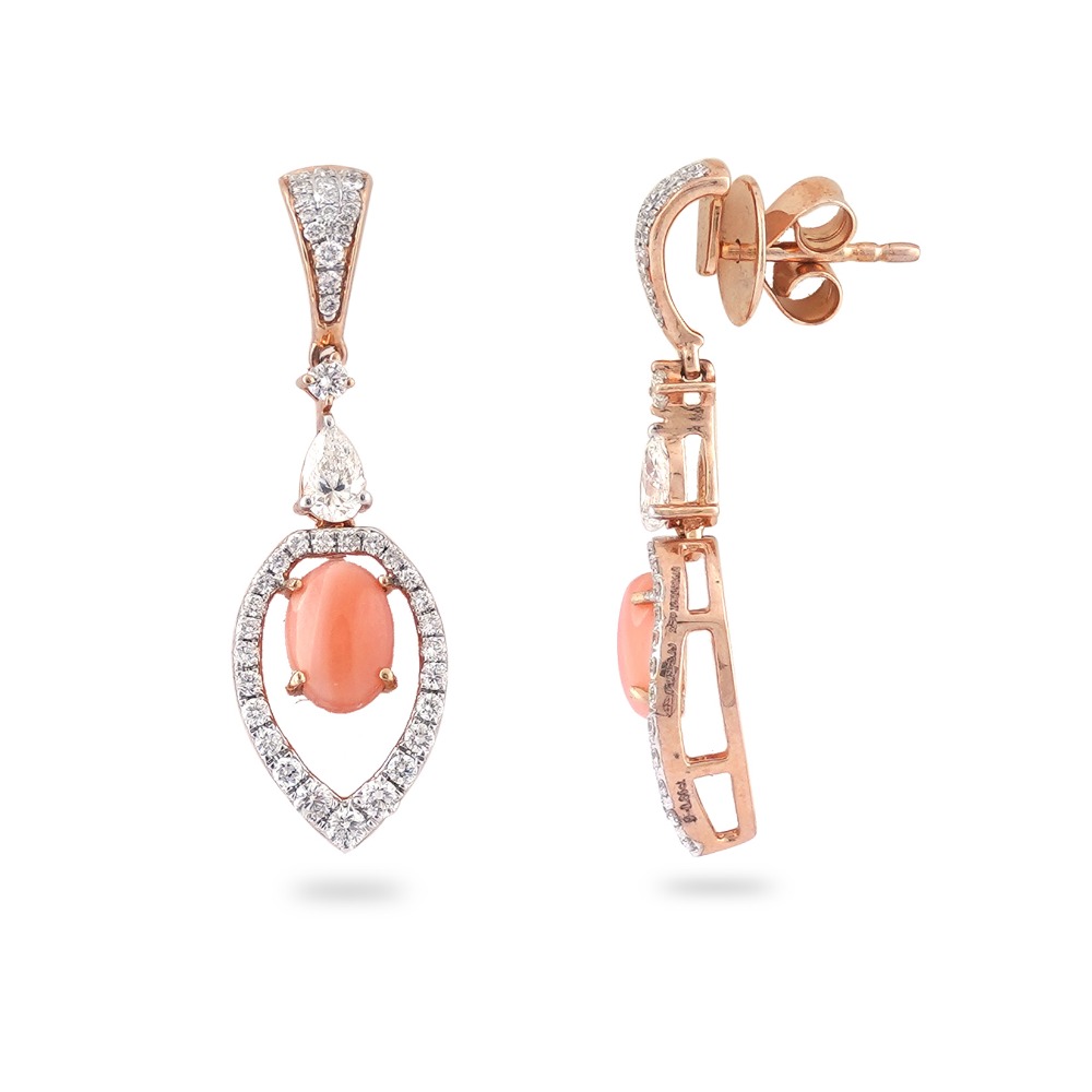916 Gold Simple Design diamond Earring - Image 2