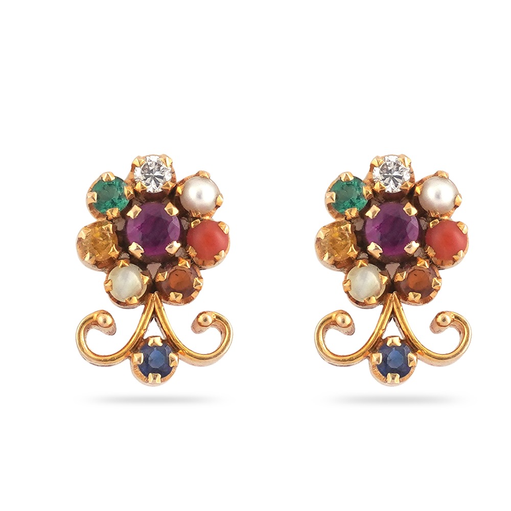 916 Gold Color Full Stone Diamond  Earring